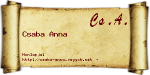 Csaba Anna névjegykártya