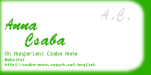 anna csaba business card